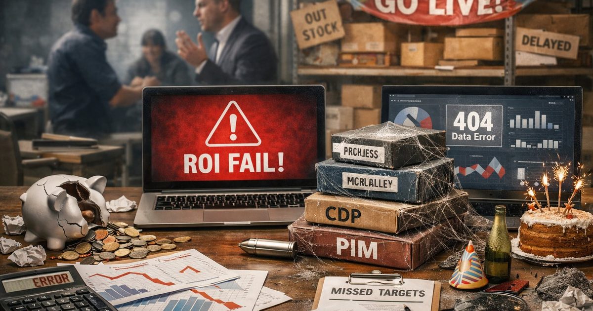 Mislukte e-commerce investering met ROI-waarschuwing, verouderde systemen en gemiste targets
