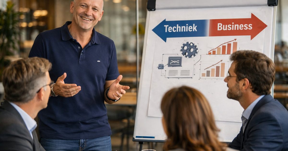 Presentatie over de kloof tussen techniek en business aan directieteam